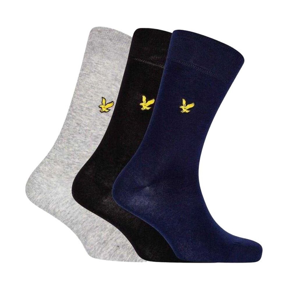 Lyle & Scott Mens Crew Socks (Pack of 3) / Gray/Black